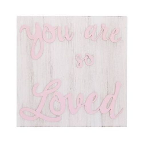 Little Love By Nojo You Are So Loved Square Wood Nursery Wall Décor - Pink And White