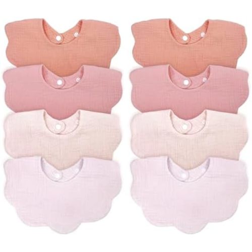 EllieHouse Baby Bibs for Girls Boys 8 Pack Muslin Drool Teeth Drooling Teething Bibs Muslin Cotton for Toddler Infant