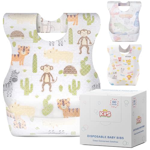 KIIS Disposable Baby Bibs for Baby Boys and Girls - Individually Packaged - Hygienic, Soft and Leakproof