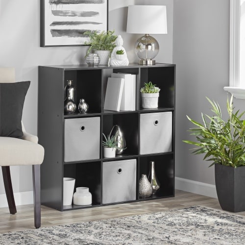 Mainstays 11" 9-Cube Storage Organizer, Black
