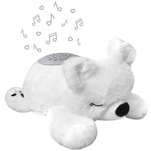 PureBaby™ Sound Sleepers Portable Sound Machine & Star Projector - Plush Sleep Aid for Baby and Toddlers with Soothing Night Light Display, 10 Lullabies, White Noise, and Heartbeat Sounds (Polar Bear)