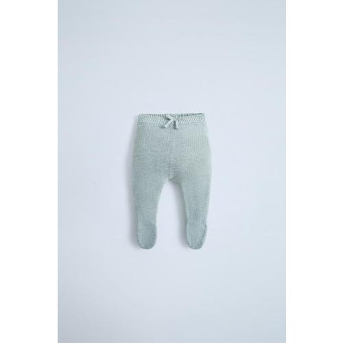 BOW FOOTED KNIT LEGGINGS - Light blue | ZARA United States