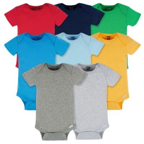 Gerber Baby Neutral Short Sleeve Onesies Bodysuits - Classic Rainbow - 8-Pack