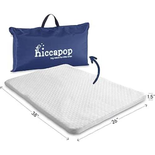 hiccapop Pack and Play Mattress Pad fits (38"x26"x1.5"), Playard Mattress for Pack and Play, Pack N Play Mattress Topper with Washable Cover, New 1.5" Thick