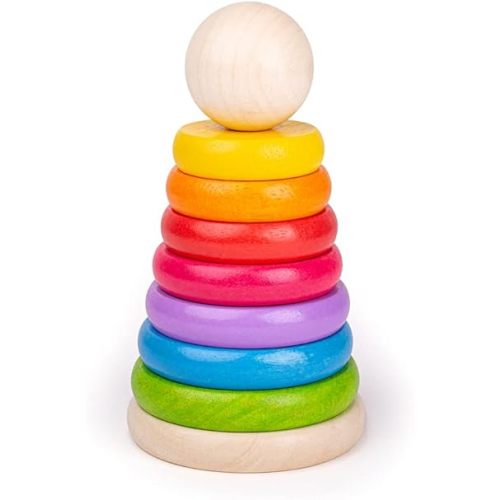 Bigjigs Toys, My First Rainbow Stacking Toy, Wooden Toys, Baby Toys, Wooden Stacking Toys, Ring Stacker, Toddler Toys, Wooden Toys for 1 Year Olds