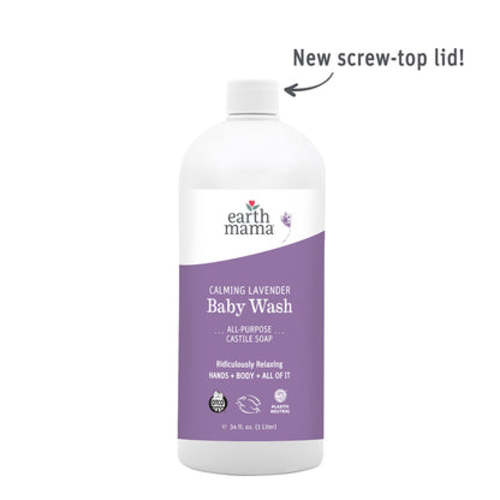 Calming Lavender Organic Castile Baby Wash | Earth Mama | 34 fl oz.