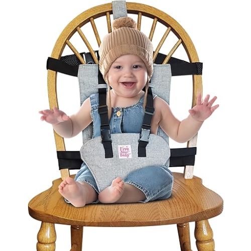 Travel Harness Seat for Toddlers - Portable High Chair for Travel | Baby Seat Harness for Golf Carts and Dining | Compact Chair Harness for Babies | Baby Travel Gear - Grey