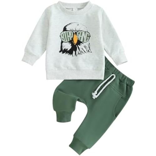 Toddler Baby Boy Football Outfits Birds Eagles Sweatshirt Shirt Top Jogger Pants Set 2Pcs Infant Fall Winter Clothes