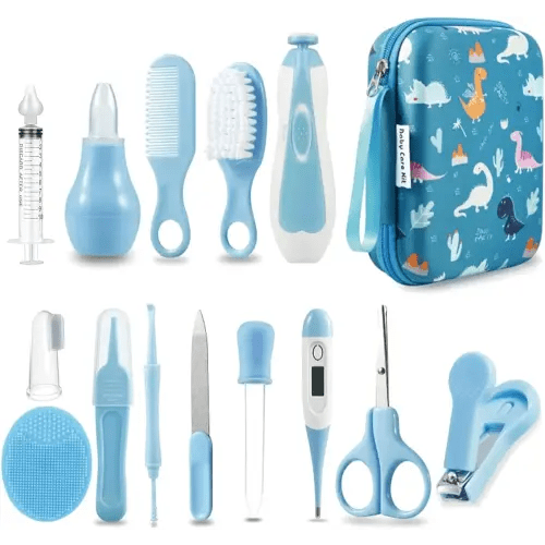 PandaEar Baby Healthcare and Grooming Kit, Baby Nursery Health Care Set, Electric Safety Nail Trimmer Newborn Essentials Kit for Infant Toddlers Kids (19 in 1, Blue)