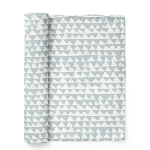 Mountains - Triangle Check Ice Blue Swaddle
