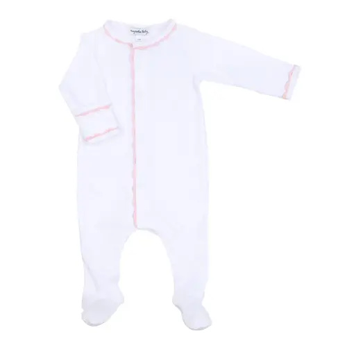 Baby Joy Footie with Pink Crochet Trim - Size: Newborn