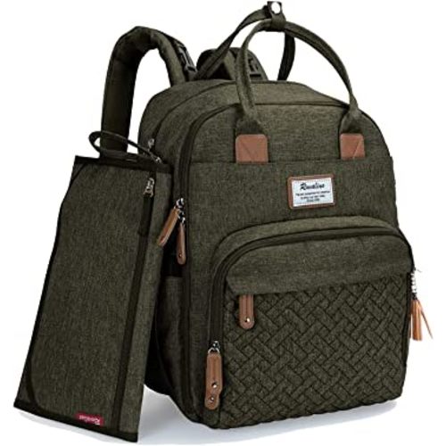 RUVALINO Diaper Bag Backpack, Neutral All-in-One Baby Bags for Boy Girl, Multifunction Large Travel Backpack (Olive Green)