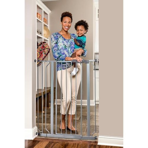 Regalo Easy Step Extra Tall Walk Thru Baby Gate, Bonus Kit, Includes 4-Inch Extension Kit, 1 Pack of Pressure Mount Kit and Wall Mount Kit, Platinum
