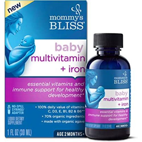 Mommy's Bliss Baby Multivitamin + Iron, Daily Essential Vitamins for Immune Support, Healthy Growth & Bone Development*, Age 2 Months+, 30 ml, Liquid