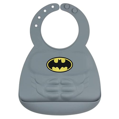 Bumkins Silicone Toddler Bib, DC Comics Baby, Waterproof, Wipe Clean, Stain and Odor Resistant, 6-24 Months, Batman, 8.5 x 1.5 x 7"
