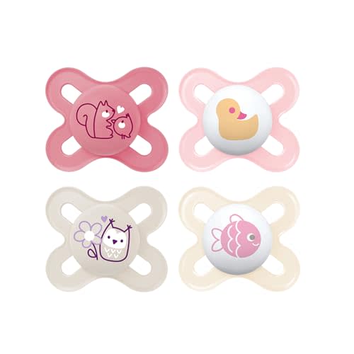 MAM Original Start Matte Baby Pacifiers, Binky for 0-3 Months, BPA-Free Silicone Nipple, Easy to Clean, Best for Newborn Babies, Developed with Medical Experts, 4 Count Binkies with Sterilizer Case