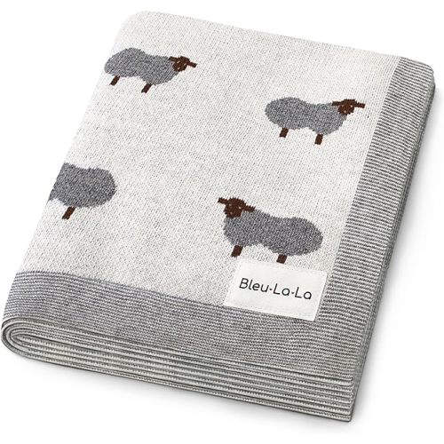 Baby Swaddle Blanket - 100% Luxury Cotton Knit Soft Cozy Lightweight Unisex Receiving Stroller Quilt Blanket for Shower Gift Registry for Newborns Infants Toddlers (Sheep - Khaki)