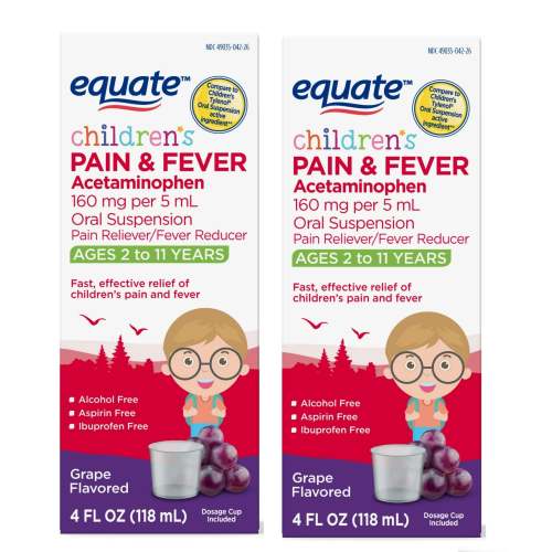 Children's Acetaminophen Ages 2-11 Pain + Fever Medicine Grape Flavor, 2 x 4 fl. oz. | Compare to Children's Tylenol Active Ingredients