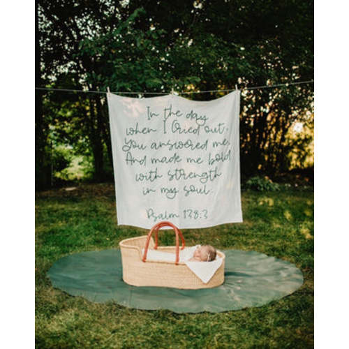 Organic Swaddle + Wall Art - Psalm 138:3 In the day when I Cried out, – Modern Burlap