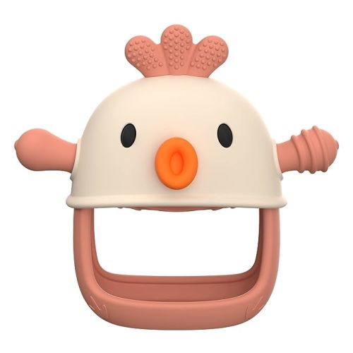 Baby Teething Toy Silicone Teething Mitten for Baby Over 3 Months, Anti-Drop Silicone Baby Teether, Hand Pacifier Baby Chew Toys for Sucking Needs, Soothing Pain Relief - Nude