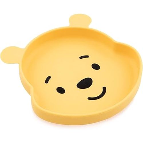 Bumkins Disney Toddler and Baby Suction Plate, Silicone Grip Dish, Baby Led Weaning, Kids Feeding Supplies, Non Skid Sticky Bottom, Platinum Silicone, for Children Ages 6 Months Up, Toy Story Alien