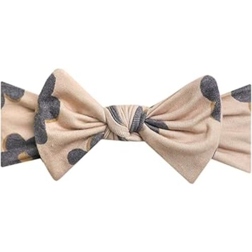 Baby Stretchy Soft Knit Headband Bow "Gemma in Tan" by Copper Pearl