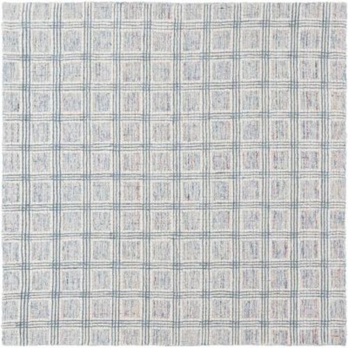 Ebony Ebn119 Handmade Tufted Area Rug - Silver/ivory - 6' X 6' Square - Safavieh