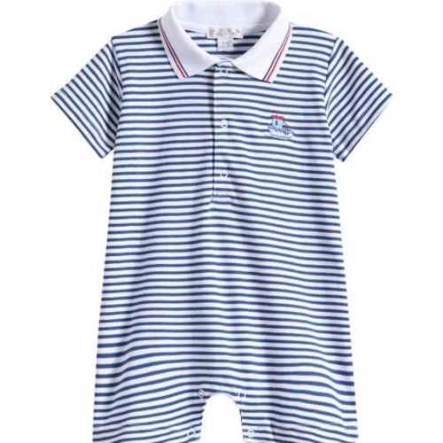 Stripe Pima Cotton Polo Romper