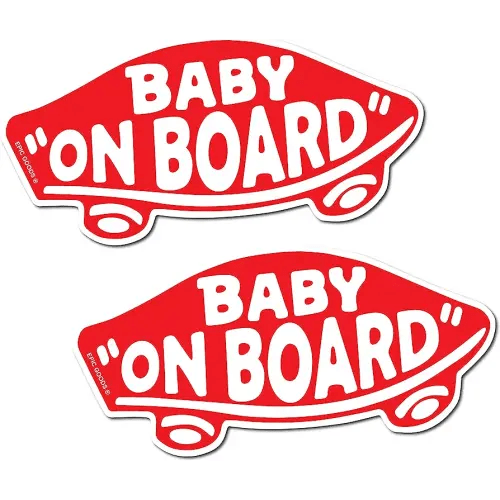 Baby On Board Sticker for Cars, Trucks, Vans [2-Pack] Baby On Board Signs, Safety Sign Decal for Kids, Heavy-Duty Waterproof Bumper Sticker | Cute Baby Shower Registry Gift (Stickers - Red)