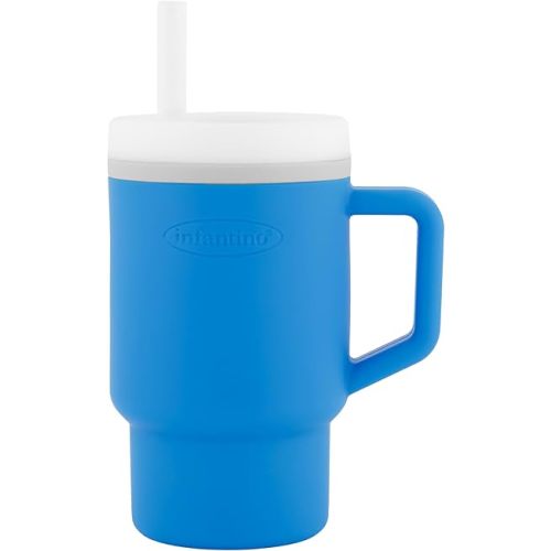 Infantino My 1st Tumbler – Adorable Miniature Tumbler with Leak-Resistant Straw and Toddler-Friendly Handle, Encourages Hydration, Easy to Clean, 9 fl. oz, Ocean