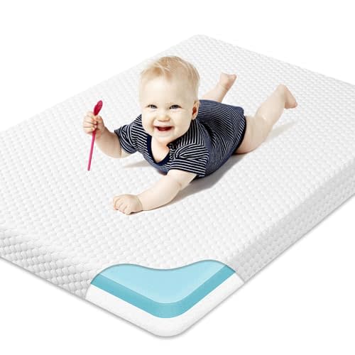 Cocellona Pack and Play Mattress Pad, Dual-Sided Firmness Memory Foam Pack N Play Mattresses, 38x26 Portable Crib Mattress for Pack n Play Playpen with Washable Removable Cover