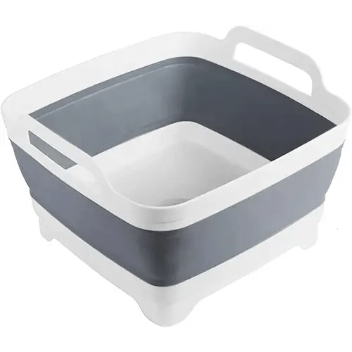 MontNorth Dishpan For Washing Dishes,9L Collapsible Dish Tub Portable Sink,Wash Dish Basin,Foldable Laundry Tub,Washing Basin with Drain Plug,Dishpan for Kitchen Sink,Camping Dish Washing Tub,Gray