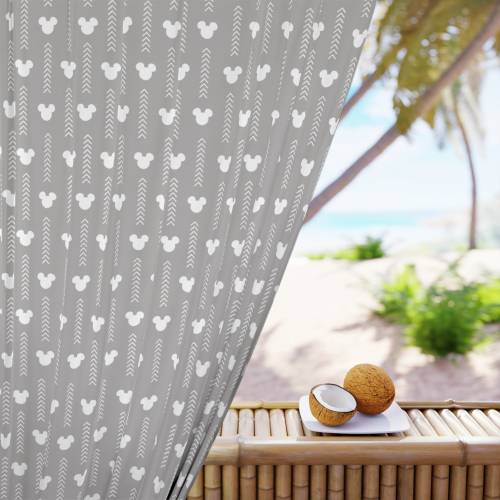 Light gray Disney Inspired Window Curtains (1 Piece) / Mickey Arrow Design white / Blackout Curtain / Home Decor