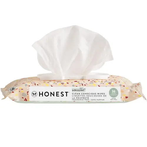 The Honest Company Clean Conscious Multi-Use Wipes | Hypoallergenic + Unscented for Sensitive Skin | Over 99% Water, Compostable, Plant Based, Baby Wipes | Terrazzo, 36 Count