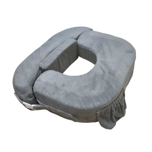 My Brest Friend Twin Nursing Pillow - Enhanced Comfort with Slipcover - Ultimate Ergonomic Support for Breastfeeding- Adjustable Strap and Silent Release Buckle with Handy Side Pocket, Evening Grey