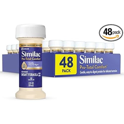 Similac Pro-Total Comfort* Infant Formula with Iron, Gentle, Easy-to-Digest Formula, with 2'-FL HMO for Immune Support, Non-GMO, Ready-to-Feed Baby Formula, 2-fl-oz Bottle, Pack of 48