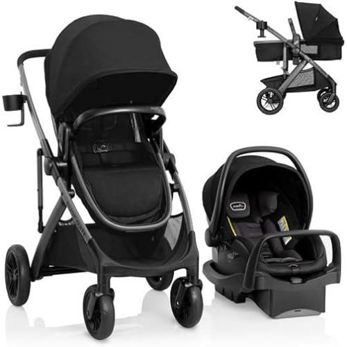 Evenflo Pivot Suite Travel System with LiteMax Infant Car Seat with Anti-Rebound Bar Dunloe Black