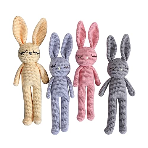 Moni's Choice Stuffed Plush Baby Crochet Bunny Rabbit Easter Gifts Handmade Stuffed Animal Hand-Knit Doll Granddaughter Grandson Lovey Sleep Toy Newborn(Grey)