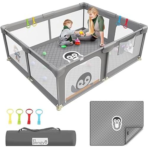 Baby Playpen with Mat 71 x 59 inch Baby Playpen for Babies and Toddlers, Extra Large Baby Playyard for Indoor & Outdoor Activity, with Soft Breathable Mesh for Kids Center