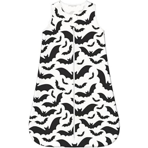 OLGCZM Spooky Halloween Bats Black Baby Unisex Baby Cotton Sleeveless Wearable Sleeping Bag, Sack, Blanket, 6-12 Months Small