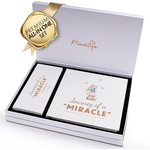 Keepsake Memory Book for Baby Boy or Girl First 5 Years, All-in-One Keepsake Box with Wax Seal Kit and Footprint Kit Included, Elegant Milestone Scrapbook Gift Set with Photo Album