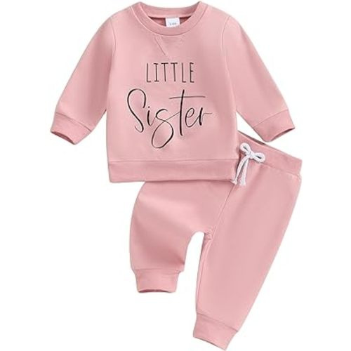 Baby Girl Clothes Little Sister Infant Girl Outfits Solid Color Toddler Sweater Tops Fall Winter Pants Set