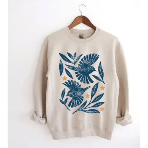 Retro Botanical Birds Nursing Sweatshirt
