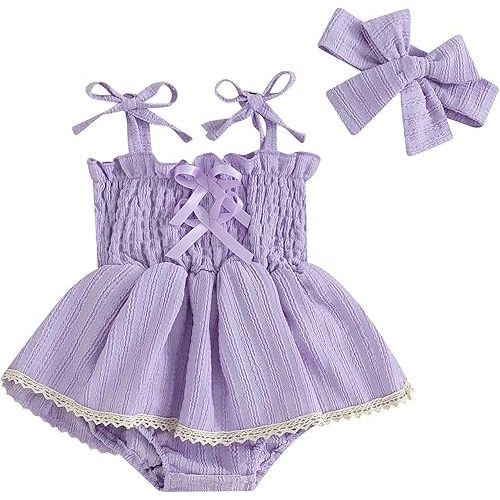 Newborn Baby Girl Bodysuit Sleeveless Halter Frill Romper One-piece Jumpsuit with Headband Summer Clothes Set