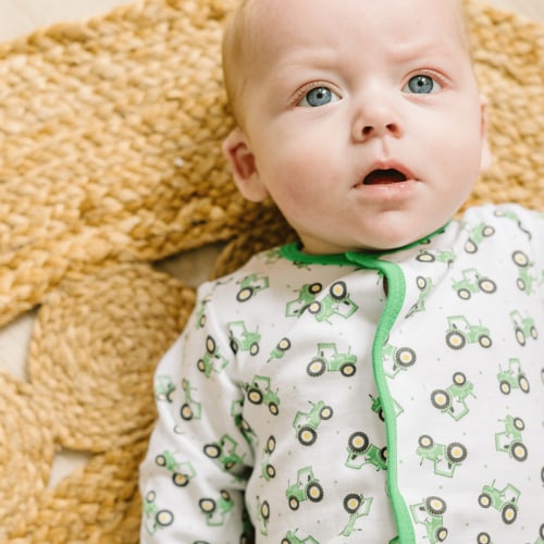 Lil' Green Tractor Print Footie