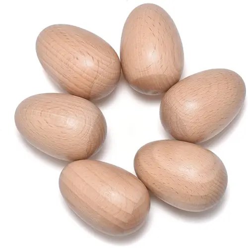 6 PCS Wood Egg Shakers Set, Musical Percussion Instruments, Natural Finish