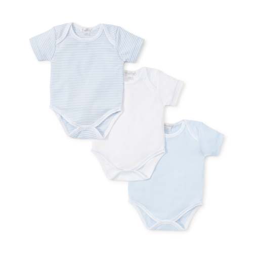 Blue Stripe 3 Pack S/S Bodysuit Set w/ Tulle Bag