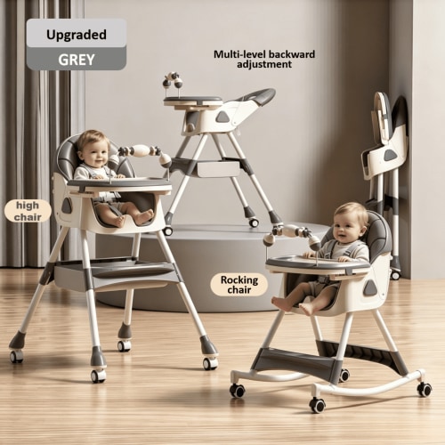 YOUYOVE 6-in-1 Convertible High Chair for Babies and Toddlers, Baby Feeding Chair for abies and Toddlers,Gray