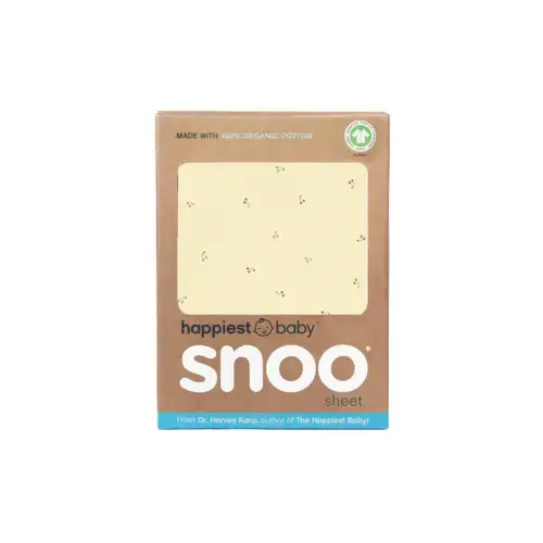 100% Organic Baby Bassinet Sheets for SNOO – Butter Yellow Cherries