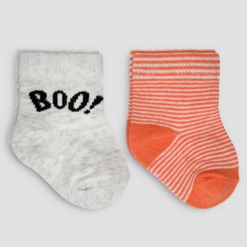 Carter's Just One You®️ baby 2pk Crew Socks - Orange/gray 0-6m